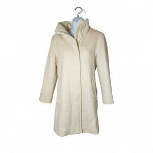 Cole Haan Alpaca Wool Blend Coat 4 | Ivory Mid-Length Lined Winter Jacket